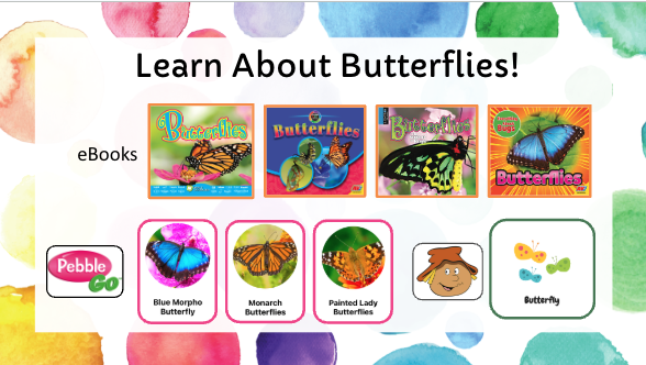 Screenshot of Eric Carle "Learn About Butterflies!" Choice Board